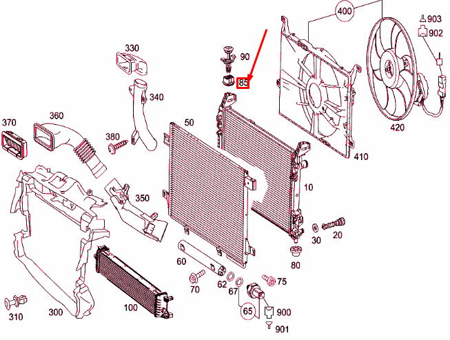 NEW MERCEDES-BENZ A W169 RADIATOR TOP RUBBER MOUNTING A2115040312 ORIGINAL