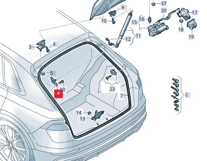 NEW AUDI Q8 4MN REAR LEFT INNER LIFTGATE SUPPORT STRUT HOLDER 4M8827603 ORIGINAL