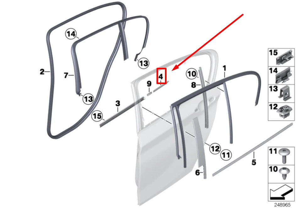 NEW BMW 1 F20 REAR RIGHT DOOR SEALING STRIP 7240842 51347240842 ORIGINAL