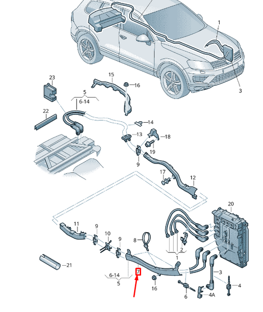 NEW VW TOUAREG 7P MK2 A/C COMPRESSOR WIRING CABLE GUIDE 7P0971849 ORIGINAL