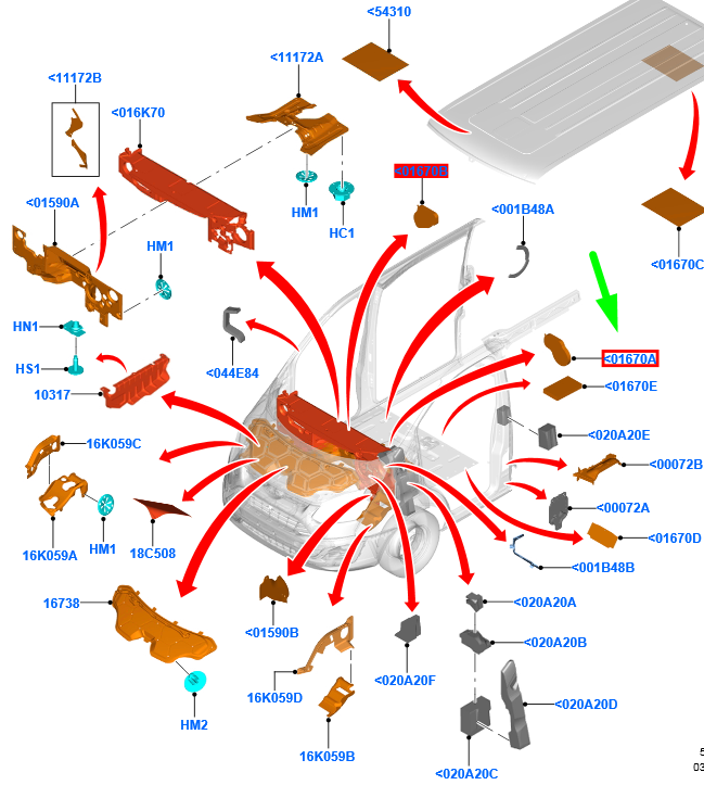 new ford transit custom mk1 dash panel insulator lhd 2036989 original