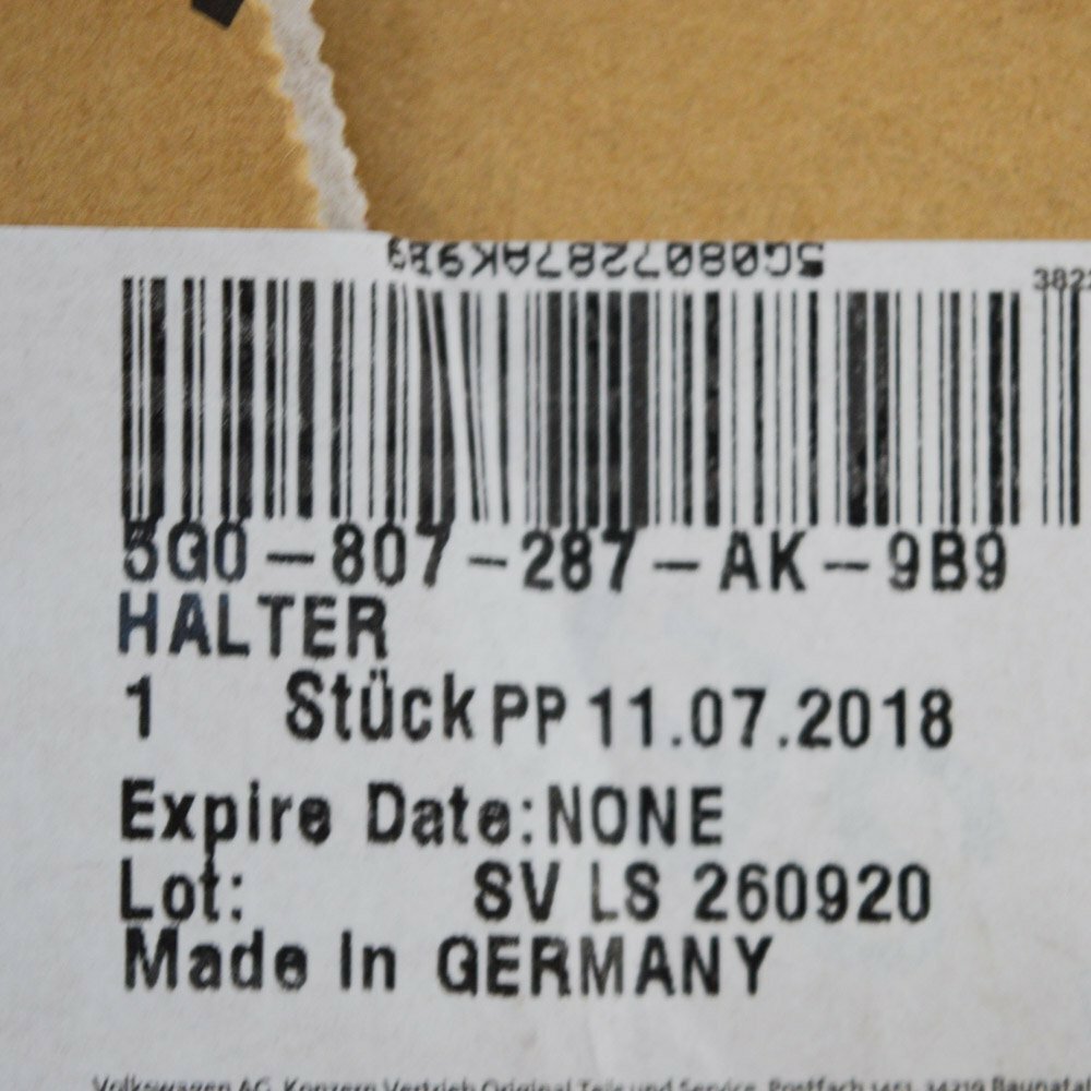 NEW VOLKSWAGEN GOLF MK7 FRONT NUMBER PLATE BRACKET 5G0807287AK9B9 ORIGINAL