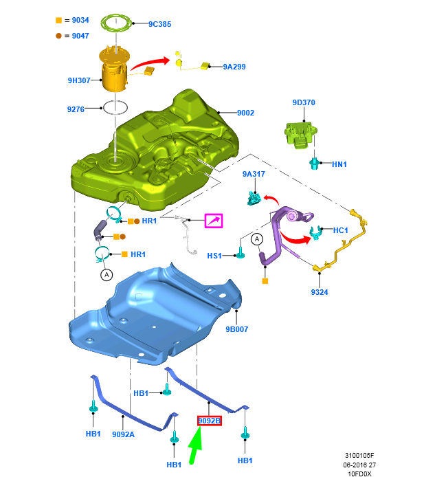 new ford mondeo mk5 fuel tank strap assy 5214855 dg93-9092-bc original