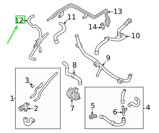 new volkswagen passat b8 3g coolant hose 04e122447bf original