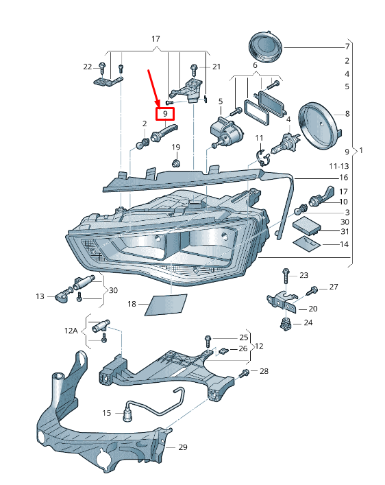 new audi a5 8t front right turn signal bulb carrier cable 8t0941320 original