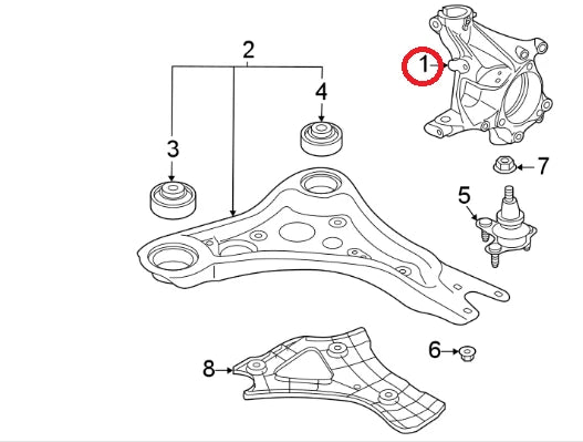 NEW VOLKSWAGEN ID.4 E21 FRONT RIGHT WHEEL BEARING HOUSING 1EA407254H ORIGINAL