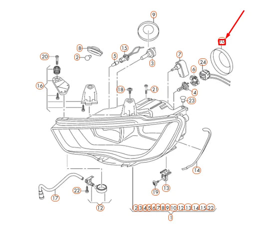 NEW AUDI A3 8V FRONT HEADLIGHT DIPPED BEAM COVER CAP 3C0941607A ORIGINAL
