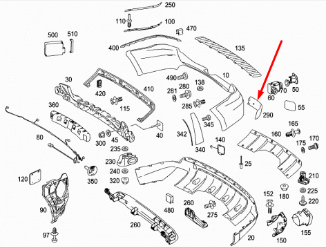 NEW MB M-CLASS W164 REAR BUMPER LEFT REFLECTOR A164820117439 ORIGINAL