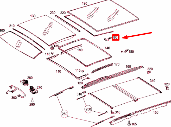NEW MB GLE W166 PANORANIC SUPPORT SLIDING ROOF PARTS KIT A2127820046 ORIGINAL