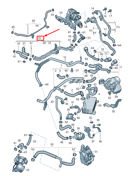 new vw tiguan ad engine coolant pipe 03n122157e original