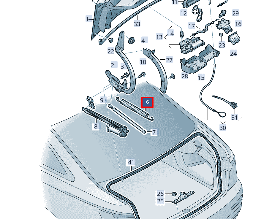NEW AUDI A6 C8 RIGHT TRUNK GAS SPRING 4K5827665 ORIGINAL