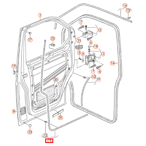NEW VOLKSWAGEN TRANSPORTER T5 FRONT LEFT OUTER DOOR SEAL 7H0837671 ORIGINAL