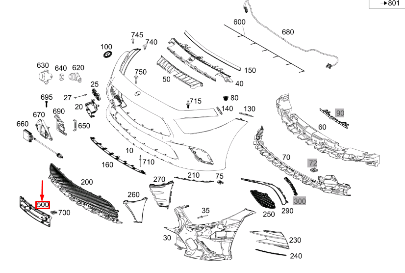 new mercedes-benz cls c257 front license plate holder a2578802300 original