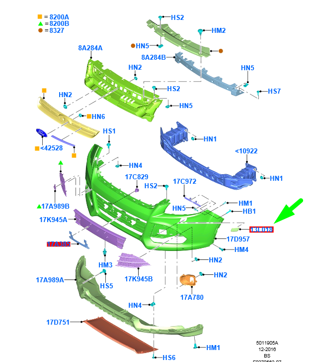 new ford kuga c520 mk2 right side headlight washer cover cap 1835777 original