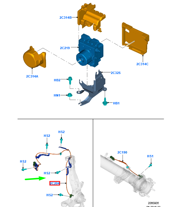 new ford ranger t6 mk1 front left abs sensor jb3c-2c205-ab 2231129 original