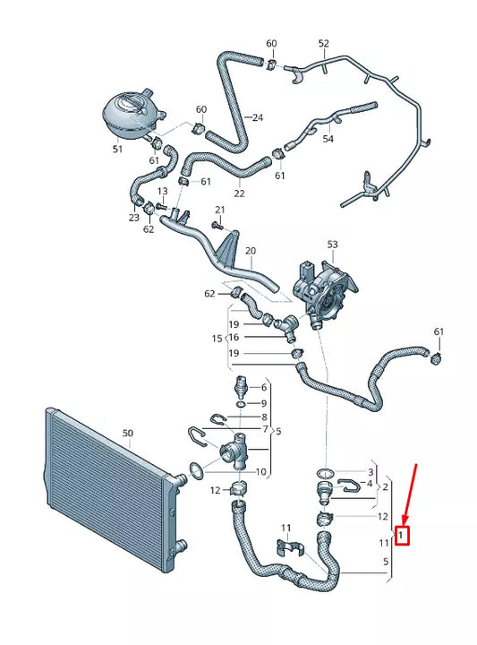 NEW VW TIGUAN AD COOLANT HOSE WITH QUICK RELEASE COUPLING 5QF122051BE