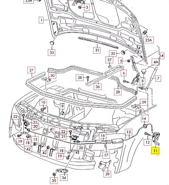 NEW AUDI A8 2004-2010 BONNET RELEASE HANDLE LHD BLACK 4E1823533E4PK