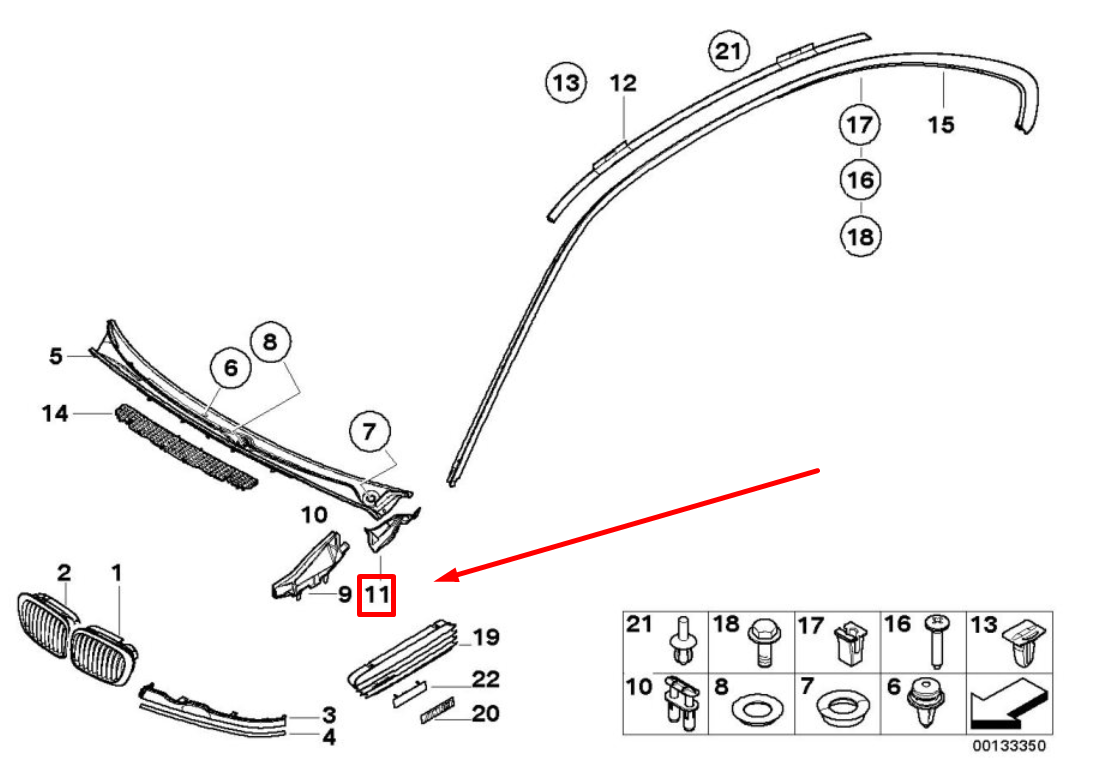 new bmw 3 e46 left windshield cowl lining 51718232635 8232635 original