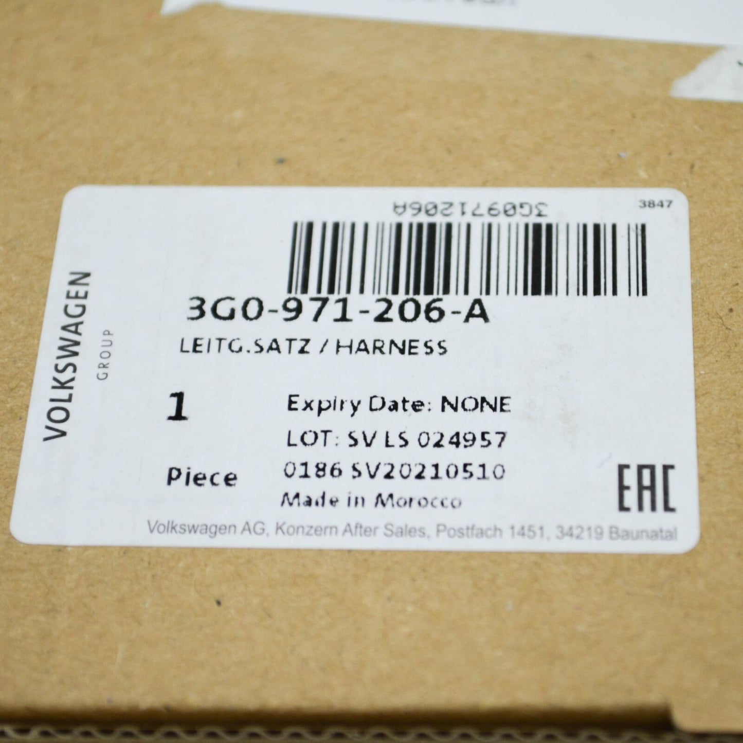 NEW VOLKSWAGEN PASSAT B8 CRUISE CONTROL WIRING HARNESS LOOM 3G0971206A ORIGINAL