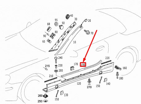 NEW MERCEDES-BENZ SL R230 RIGHT SIDE SILL SEAL A2306900298 ORIGINAL