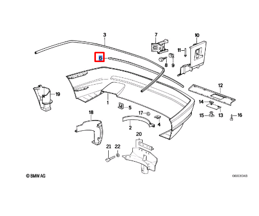 new bmw 8 e31 rear bumper panel foil 51121940913 original