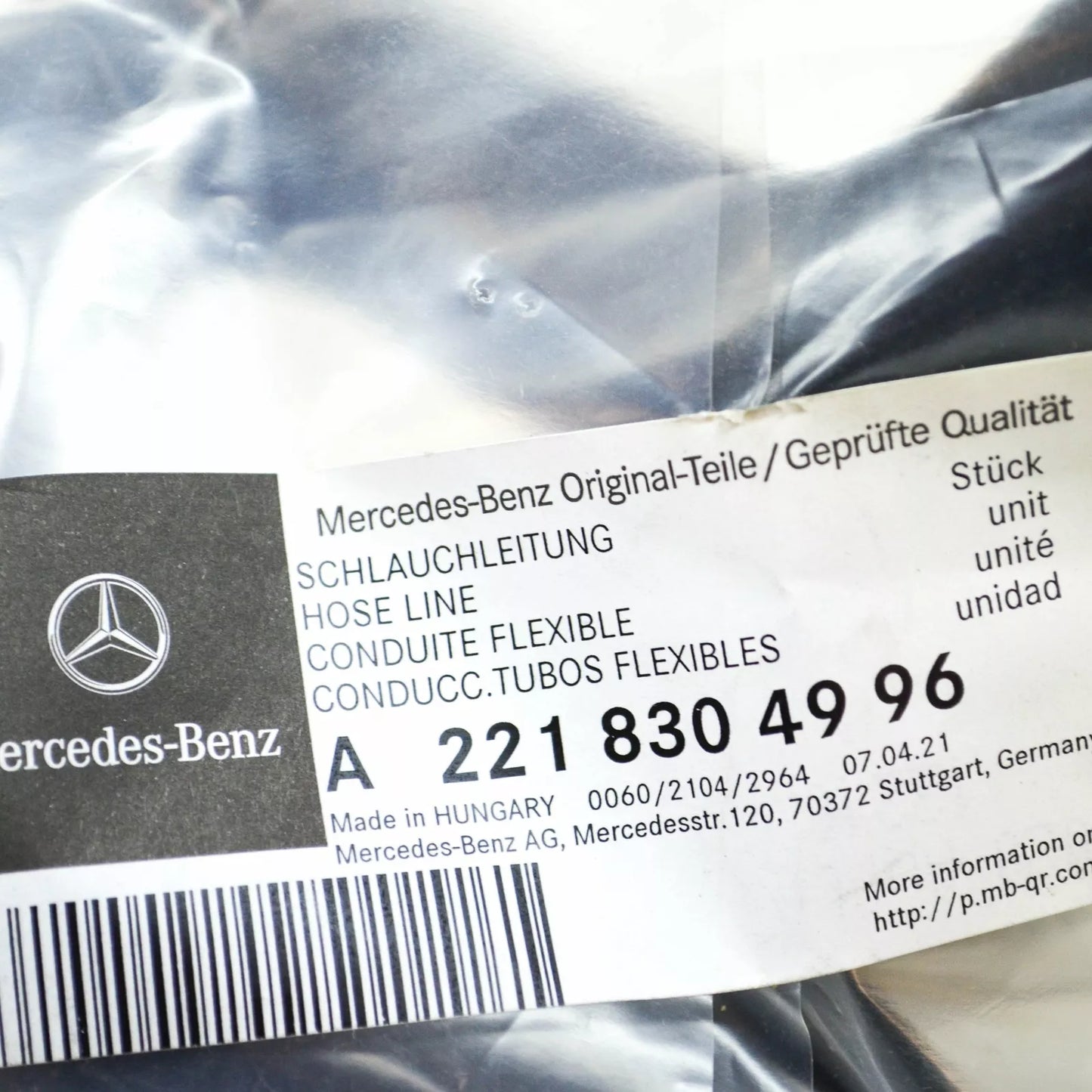 NEW MERCEDES-BENZ S COUPE C216 ENGINE COOLANT HOSE PIPE A2218304996 ORIGINAL