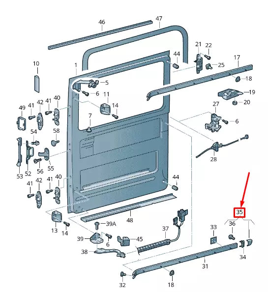 NEW VW CRAFTER 2F MK1 LEFT SLIDING DOOR GUIDE RAIL COVER 2E1843795A ORIGINAL