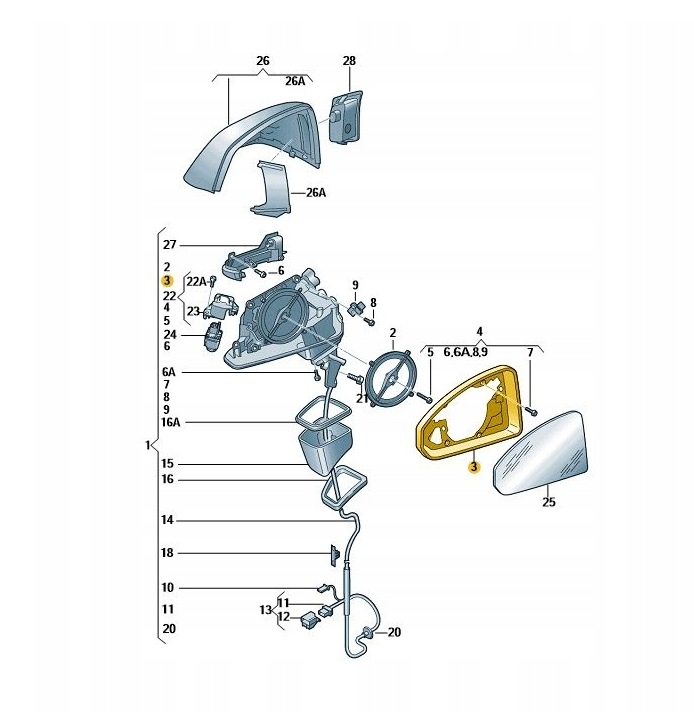 NEW AUDI Q5 FY FRONT LEFT DOOR MIRROR FRAME 80A8572399B9 ORIGINAL