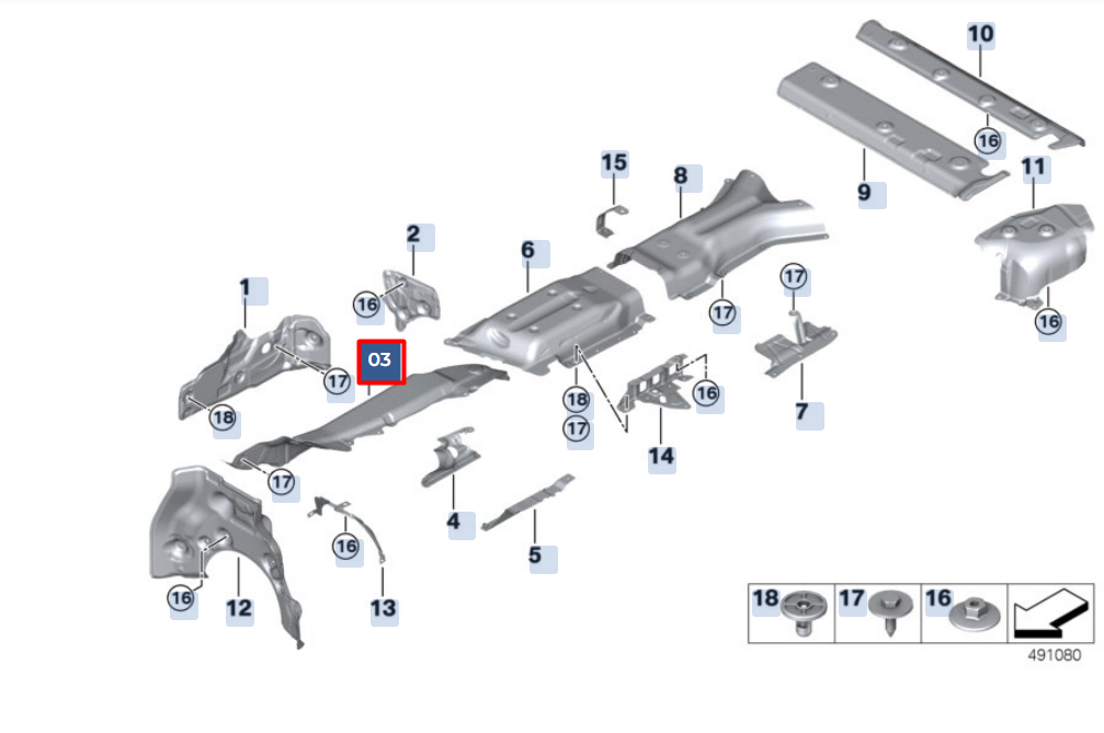 new bmw x6 g06 front right wall heat protection 51489464490 original