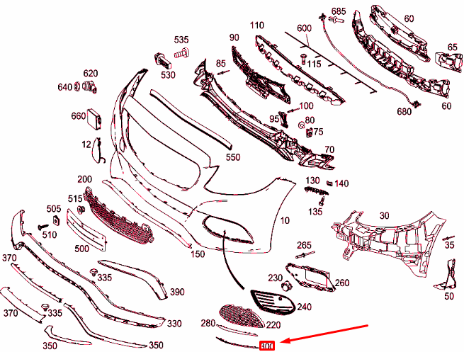 NEW MERCEDES-BENZ C W205 FRONT RIGHT BUMPER BOTTOM MOLDING A2058851274 ORIGINAL