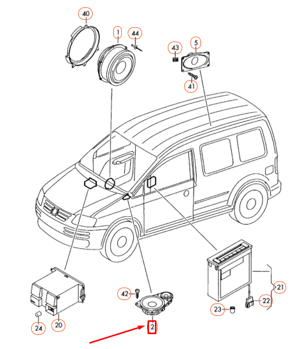 NEW VOLKSWAGEN CADDY 2K DASHBOARD BASS LOUDSPEAKER 2KD035411 ORIGINAL