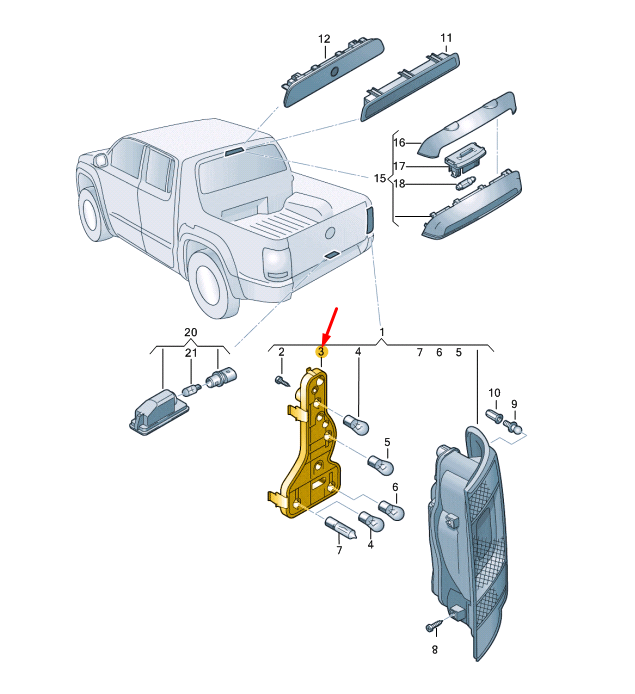 NEW VOLKSWAGEN AMAROK 2H REAR LEFT TAIL LAMP BULB CARRIER 2H2945257C ORIGINAL
