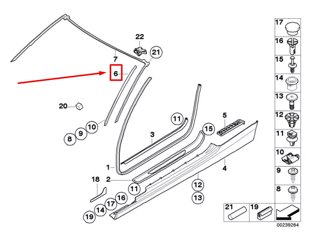 NEW BMW 3 CABRIO E93 WINDSHIELD LEFT VERTICAL TRIM 51768036667 8036667 ORIGINAL