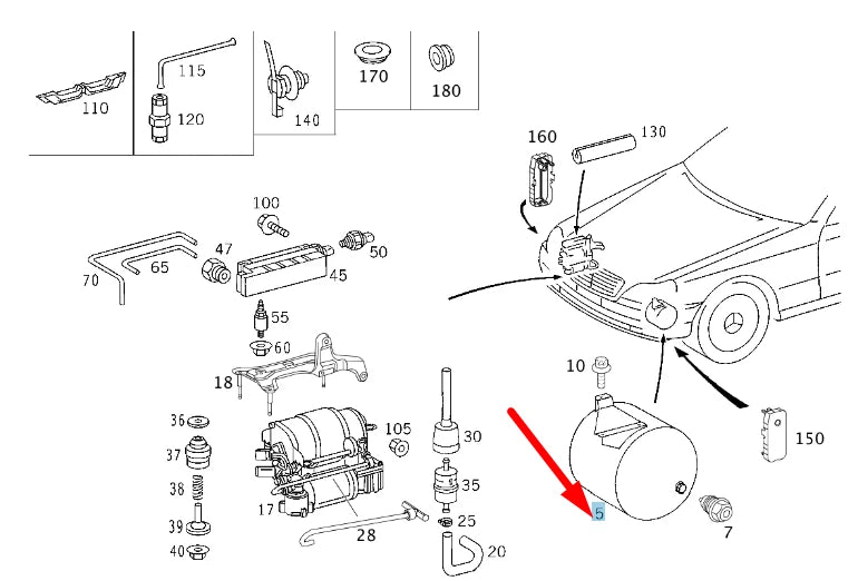 NEW MERCEDES-BENZ S W220 FUEL RAIL AIR CHAMBER A2203200215 ORIGINAL