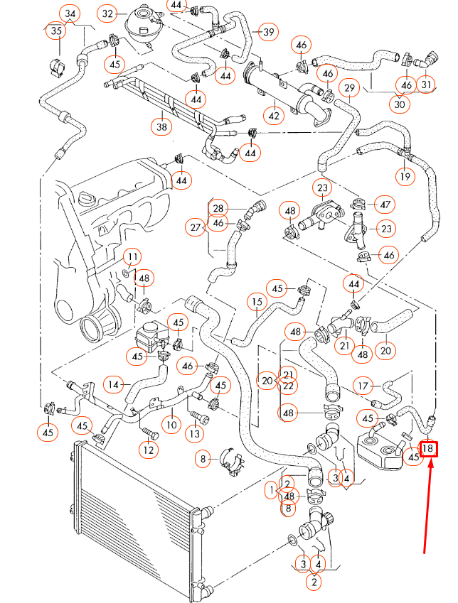 NEW AUDI A3 8L ENGINE COOLANT HOSE 1J0121096AT ORIGINAL
