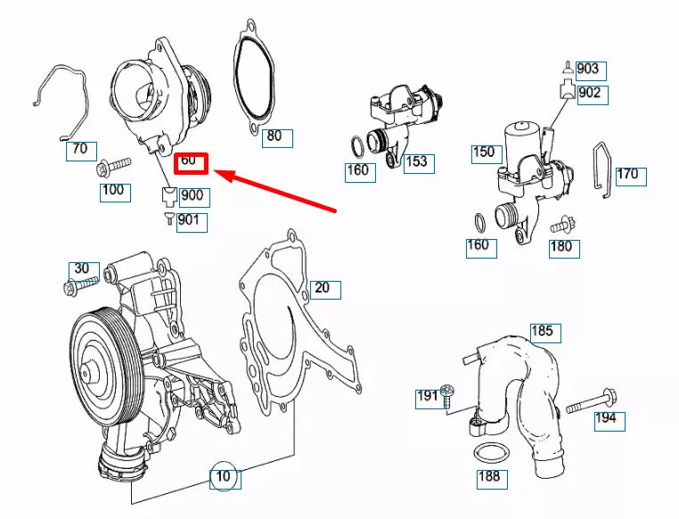 NEW MERCEDES-BENZ CLK C209 ENGINE COOLANT THERMOSTAT A2722000615