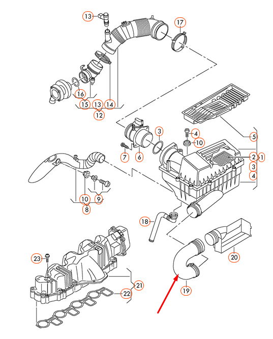 NEW VOLKSWAGEN GOLF MK6 AIR INTAKE HOSE 1K0129618BQ 2.0 PETROL ORIGINAL