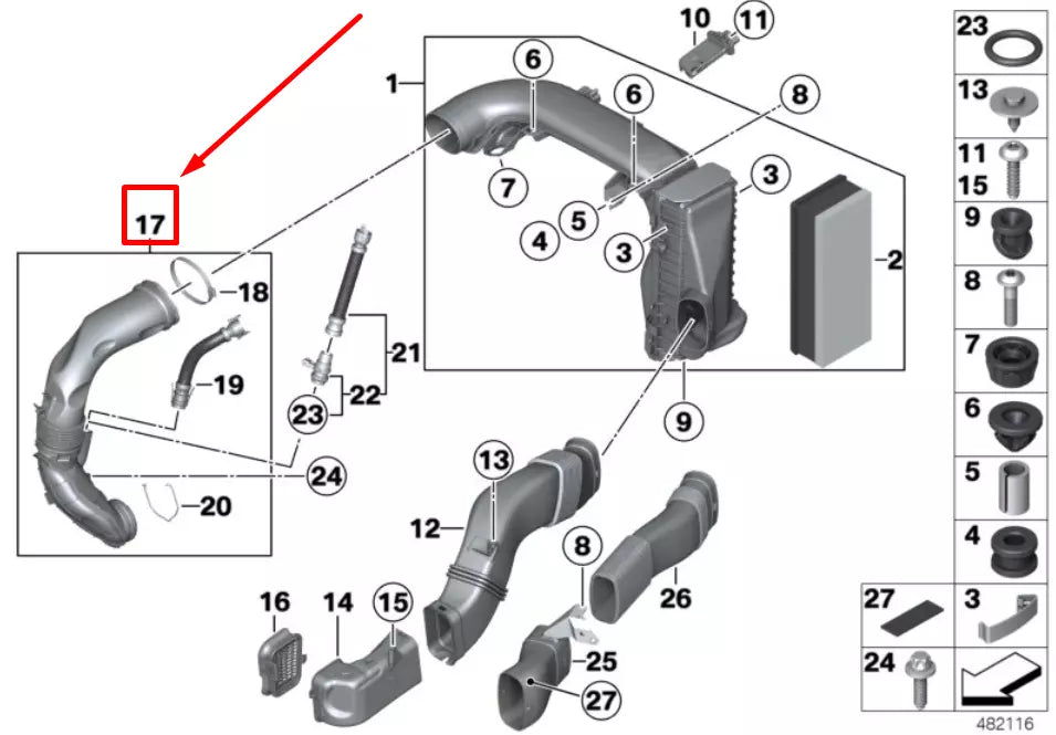 NEW BMW 7 F02 ENGINE AIR INTAKE HOSE 8574784 13718574784 ORIGINAL