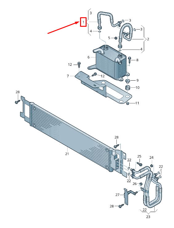 new vw multivan v 7e mk5 oil pressure feed line 7h0317821a original