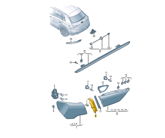 NEW AUDI Q3 F3 SPORTBACK REAR RIGHTTAILLIGHT STRIP 83A945254 ORIGINAL