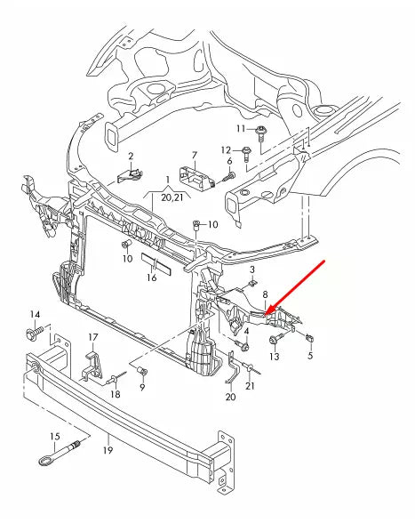 NEW AUDI A1 8X RIGHT HEADLIGHT BRACKET HOLDER 8X0805608