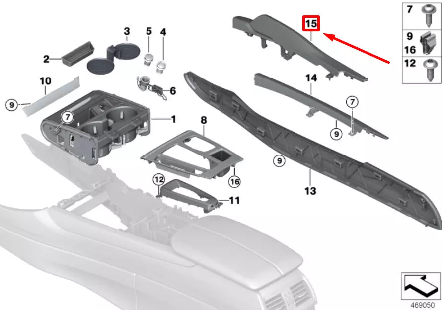NEW BMW X6 F16 LEFT INTERIOR KNEE PAD 9299125 51169299125 ORIGINAL