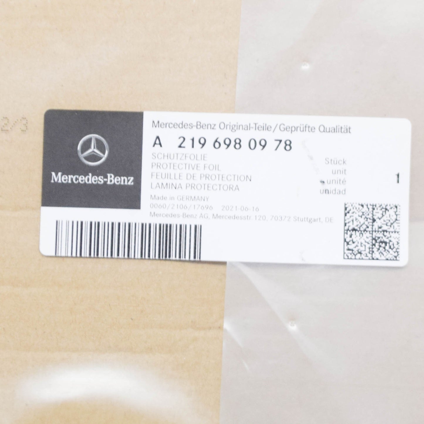 NEW MB CLS W219 REAR LEFT DOOR PROTECTIVE FOIL A2196980978 ORIGINAL