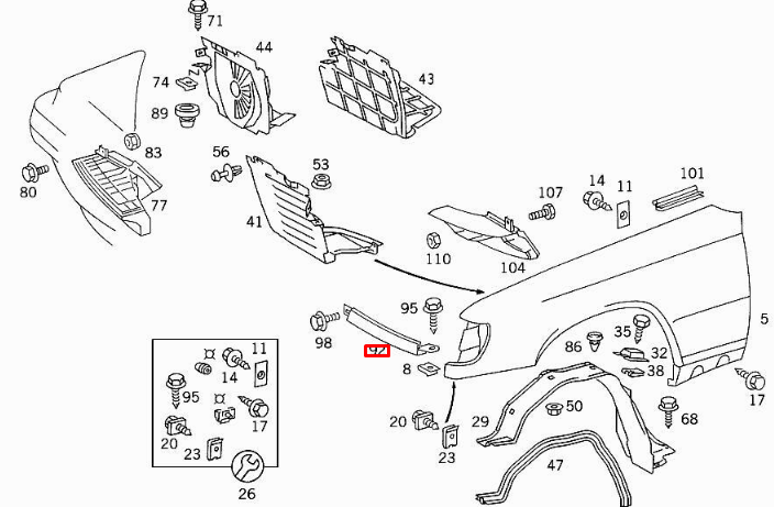 NEW MB E W124 FRONT LEFT HEADLIGHT UNIT SUPPORT BRACKET A1248890763 ORIGINAL