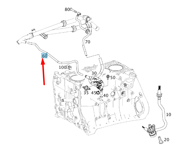 NEW MB C W204 ENGINE BREATHING BLEED VALVE HOSE LINE A2710780809 ORIGINAL