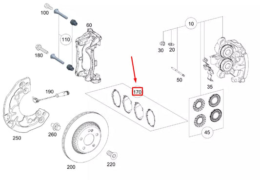 NEW MERCEDES-BENZ GLE W167 FRONT WHEEL BRAKE PAD SET A0004206803 ORIGINAL