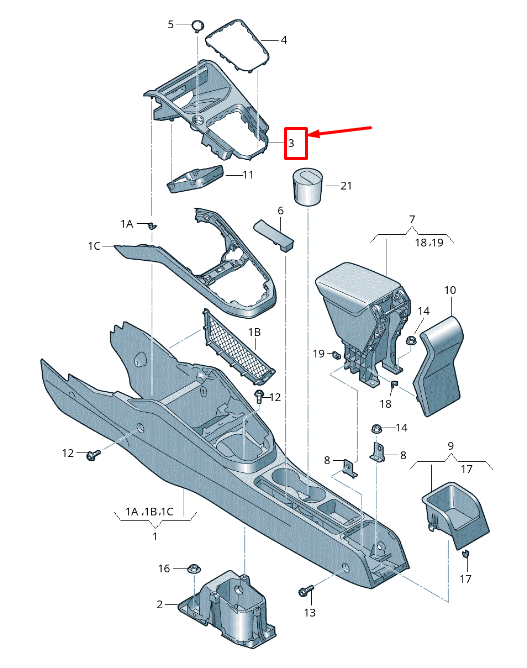NEW SEAT ARONA KJ CENTER CONSOLE TRIM 6F0863263D82V ORIGINAL