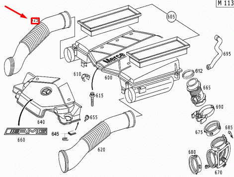 new mercedes-benz s-class w220 right air intake hose a1130942682 original