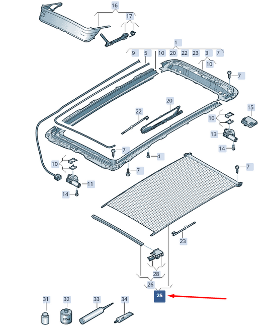 new skoda superb mk3 sunroof roller sunblind 3g9877307dfg2 original