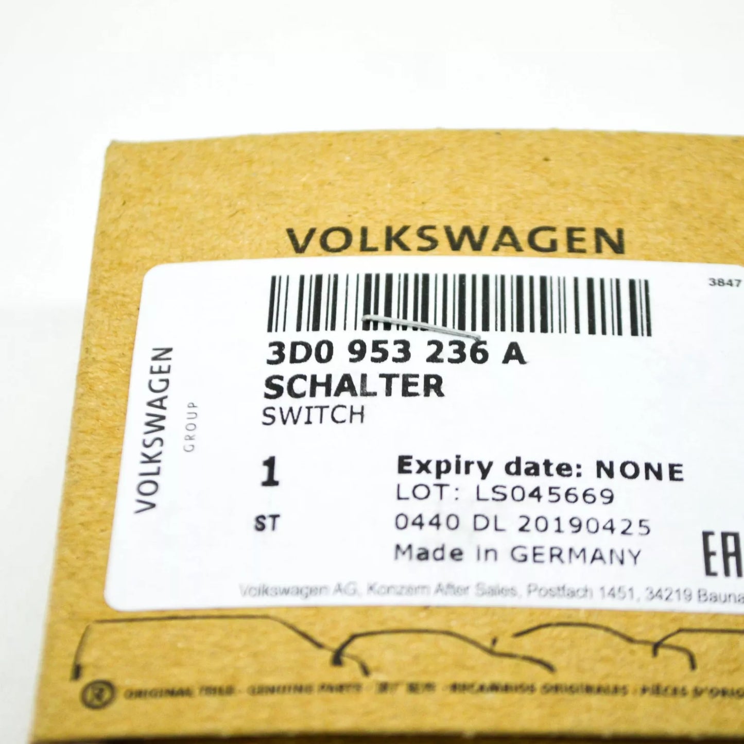 NEW VOLKSWAGEN PHAETON GP2 FRONT HOOD OPEN MICRO SWITCH LHD 3D0953236A